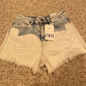 Zara high rise denim shorts